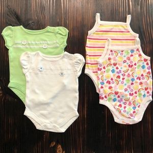 (20% OFF 4+) Garanimals girls 4pk rompers, 6-9mos